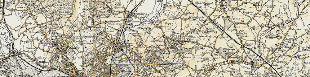 Old map of Midanbury in 1897-1909