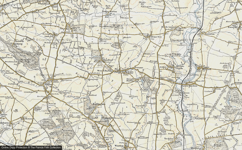 Old Map of Middle Barton, 1898-1899 in 1898-1899