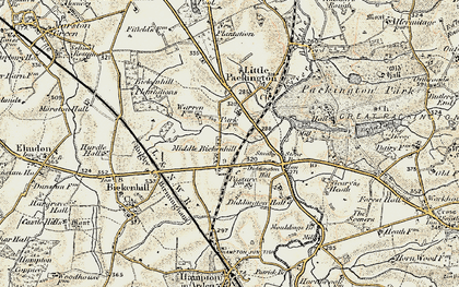 Old map of Bickenhill Plantations in 1901-1902