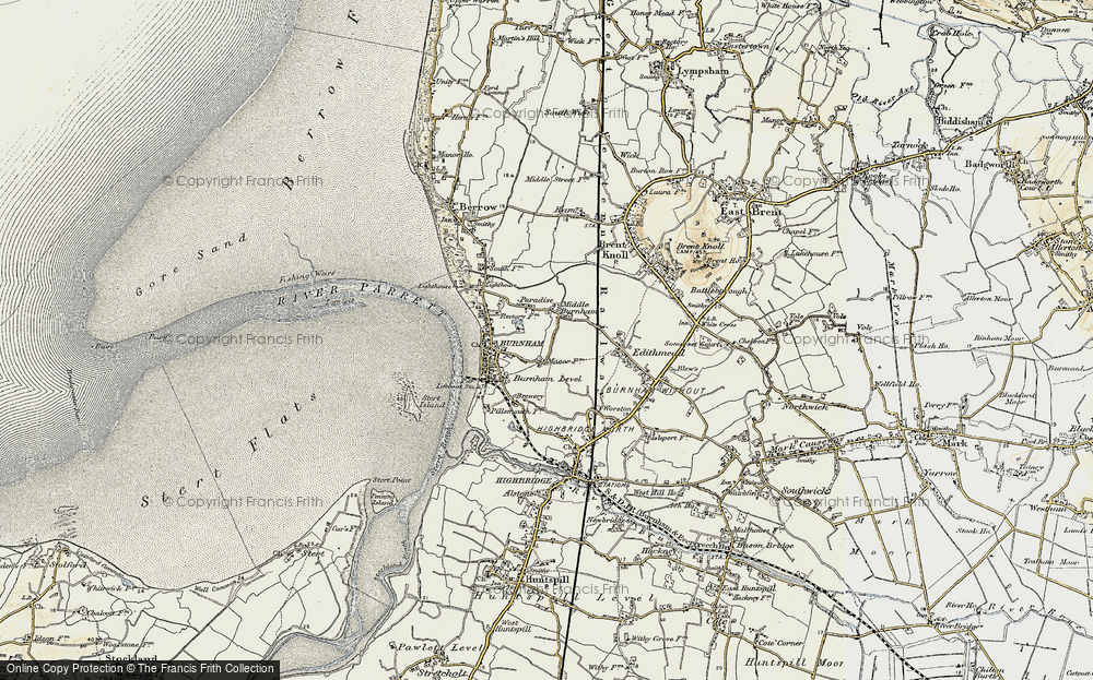 Old Map of Historic Map covering Applewithy Rhyne in 1899-1900