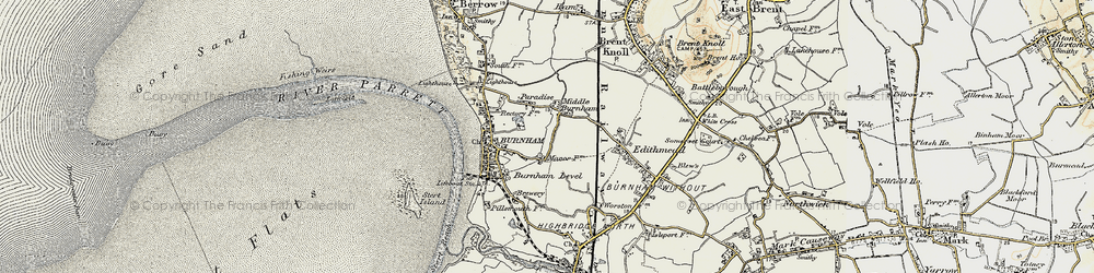 Old map of Burnham Level in 1899-1900