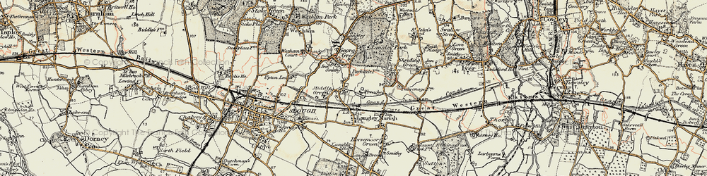 Old map of Middle Green in 1897-1909