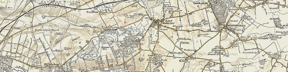 Old map of Middle Harling in 1901