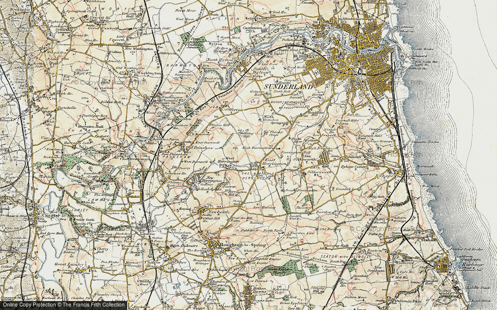Old Map of Middle Herrington, 1901-1904 in 1901-1904