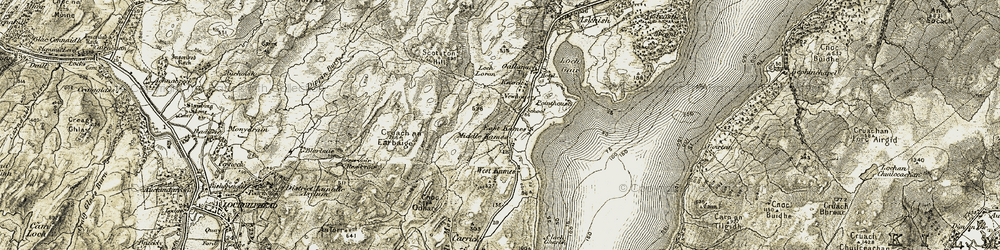Old map of Middle Kames in 1906-1907