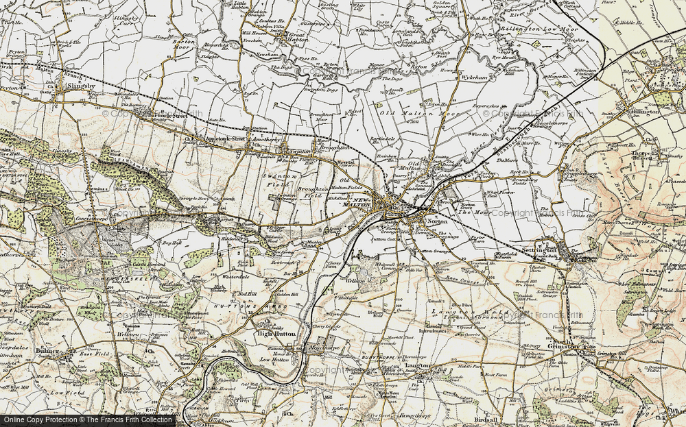 Old Map of Historic Map covering Musley Bank in 1903-1904