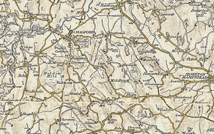 Old map of Middlecott in 1899-1900