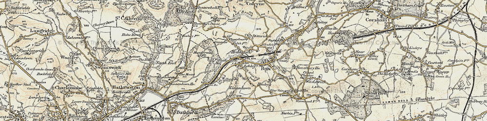 Old map of Middlehill in 1899