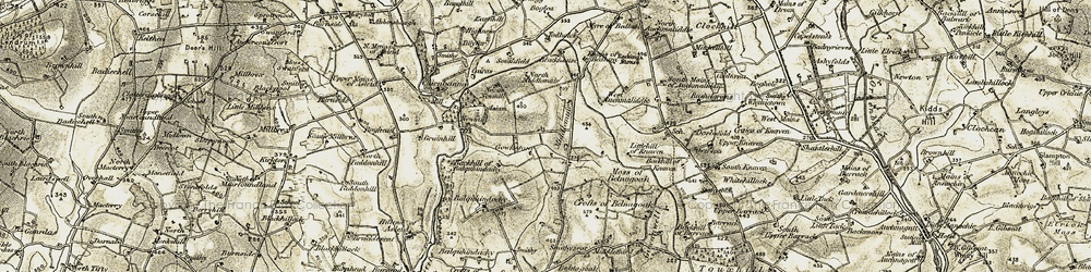 Old map of Middlemuir in 1909-1910