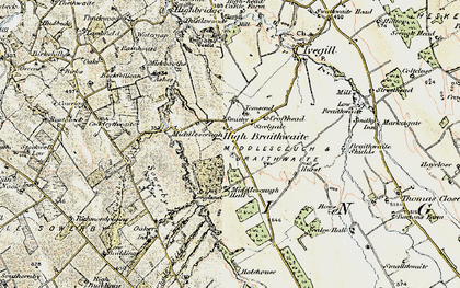 Old map of Braithwaite Hall in 1901-1904