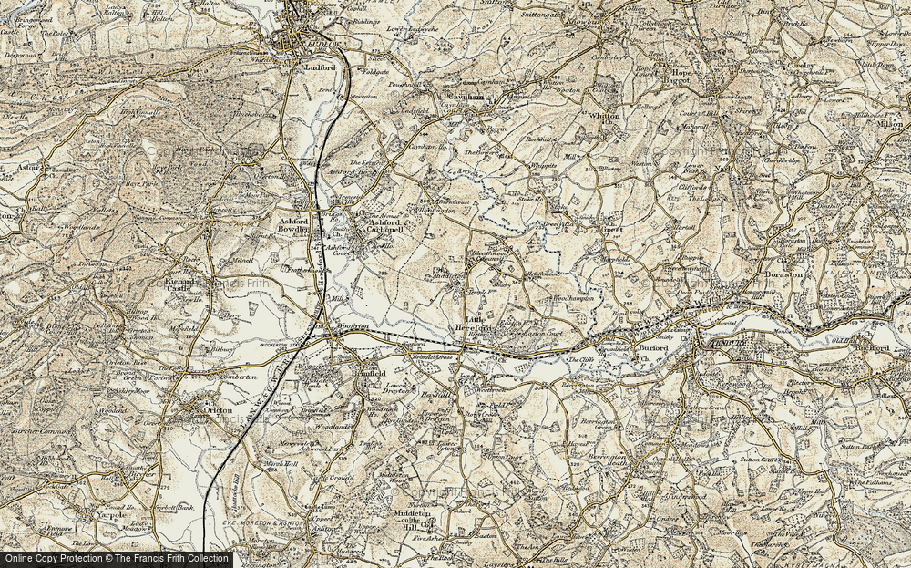 Old Map of Historic Map covering Bleathwood Common in 1901-1902