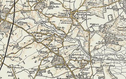 Old map of Minsmere River in 1901