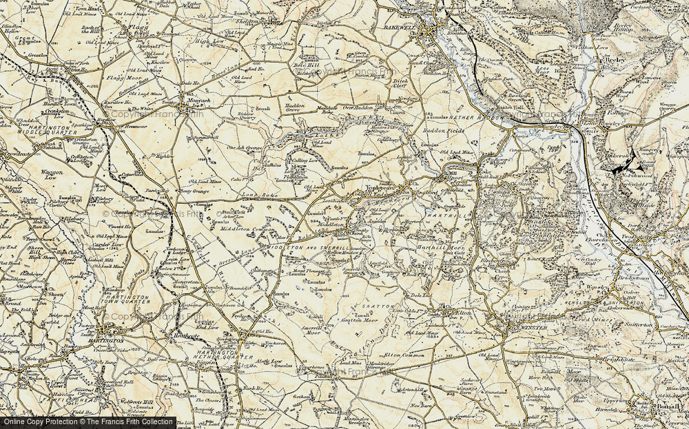 Old Map of Historic Map covering Arbor Low in 1902-1903