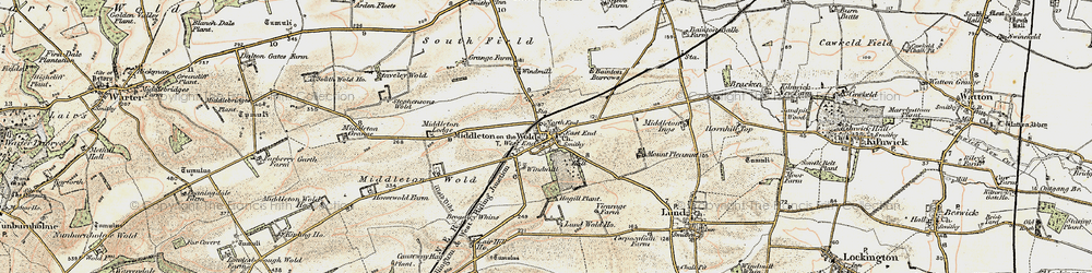 Old map of Bainton Burrows in 1903