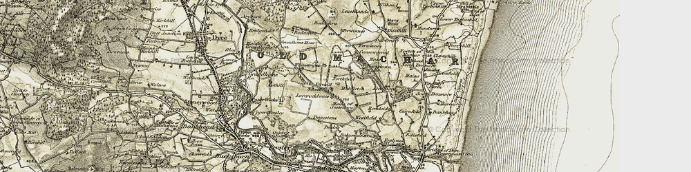 Old map of Danestone in 1909