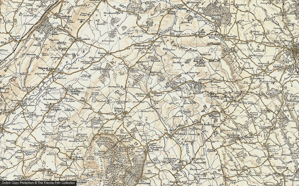 Old Map of Middleton Priors, 1902 in 1902