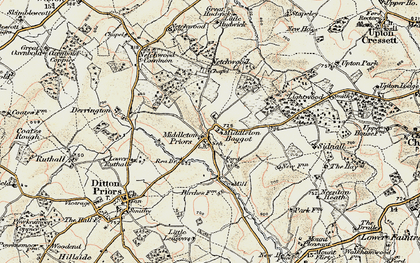 Old map of Middleton Priors in 1902