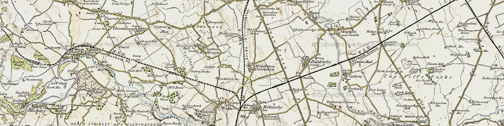 Old map of Middleton Quernhow in 1903-1904