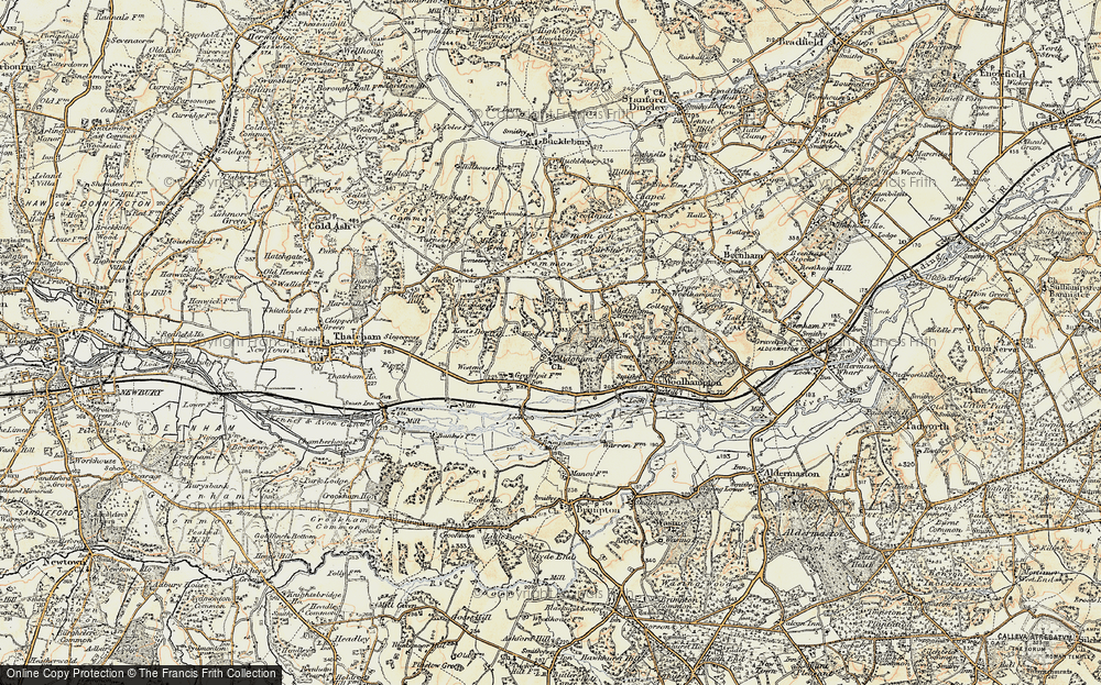 Old Map of Historic Map covering Bucklebury Common in 1897-1900