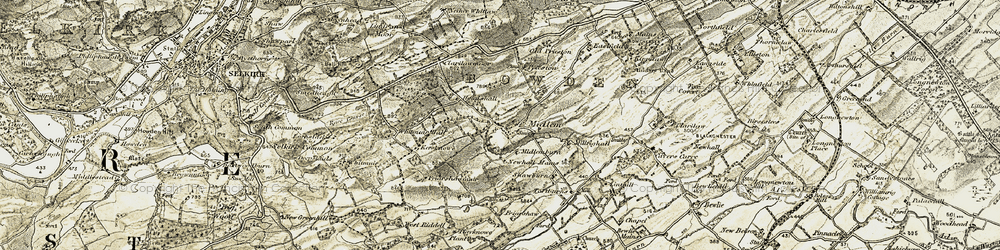 Old map of Midlem in 1901-1904