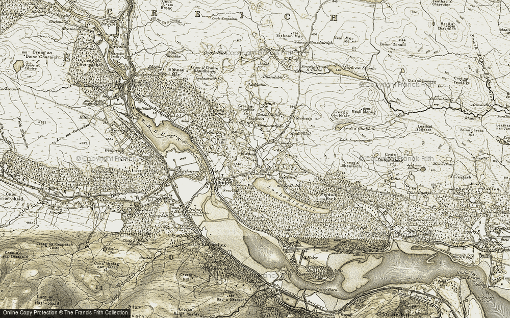 Old Map of Historic Map covering Badbeithe in 1911-1912