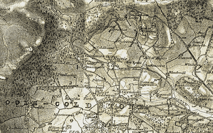Old map of Tillykerrie in 1908-1909