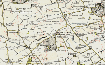 Old map of Milbourne Grange in 1901-1903