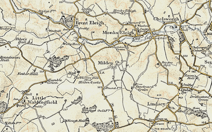 Old map of Milden in 1899-1901