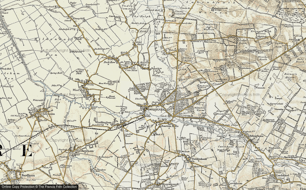 Old Map of Mildenhall, 1901 in 1901