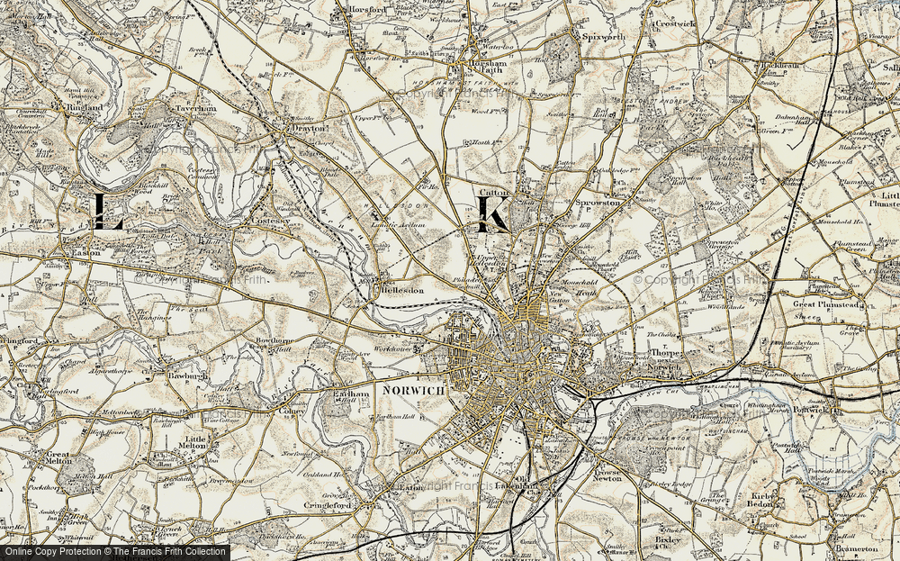 Old Map of Mile Cross, 1901-1902 in 1901-1902