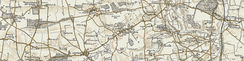 Old map of Burwood Hall in 1901-1902