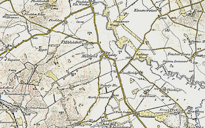 Old map of Milfield in 1901-1903