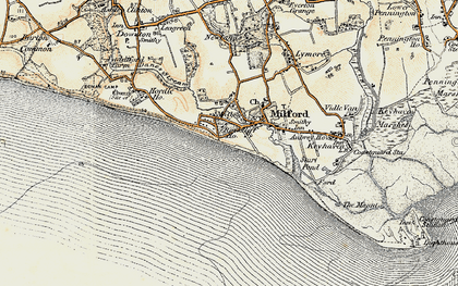 Old map of Milford on Sea in 1899-1909