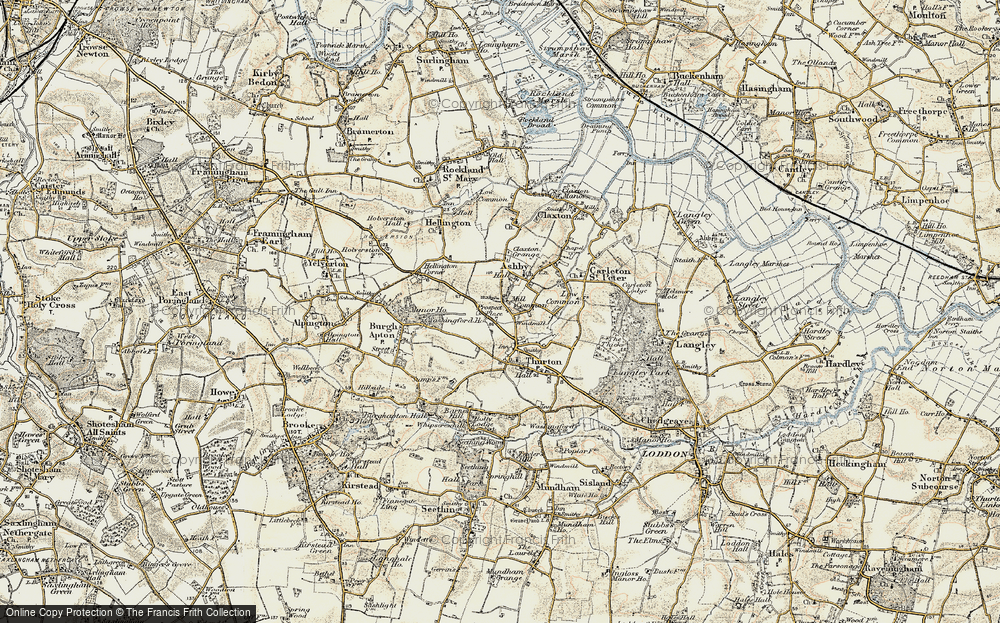 Old Map of Mill Common, 1901-1902 in 1901-1902