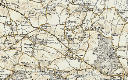 Old map of Mill Common in 1901-1902