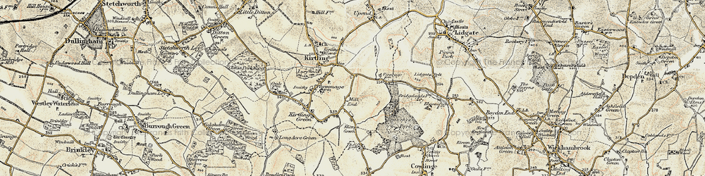 Old map of Mill End in 1899-1901