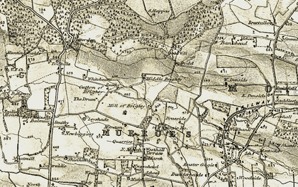 Old map of Mill of Brighty in 1907-1908