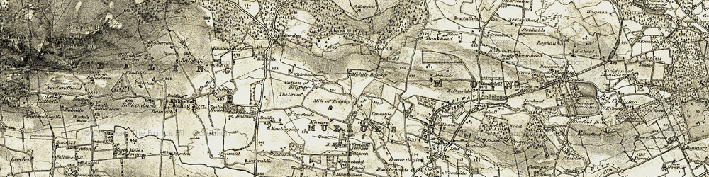 Old map of Mill of Brighty in 1907-1908