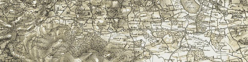 Old map of Tillioch in 1908-1909