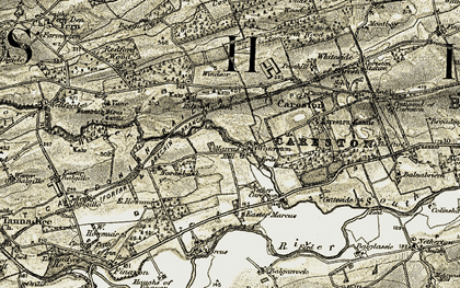 Old map of Nether Careston in 1907-1908