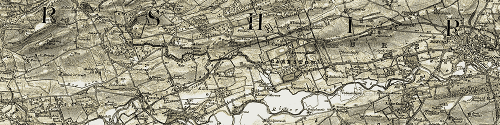 Old map of Nether Careston in 1907-1908