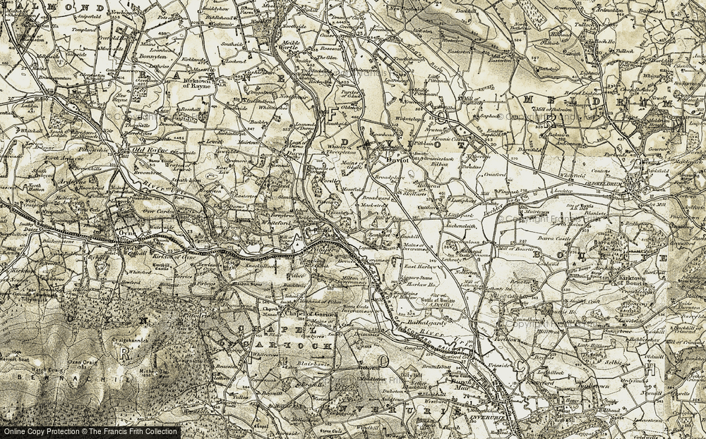 Old Map of Mill of Pitcaple, 1909-1910 in 1909-1910
