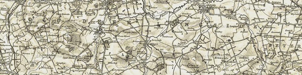 Old map of Bridgestone in 1909-1910