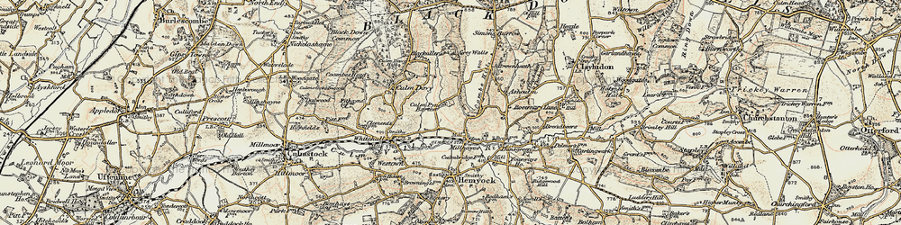 Old map of Millhayes in 1898-1900