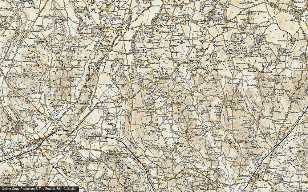 Old Map of Historic Map covering Broadhayes Ho in 1898-1900