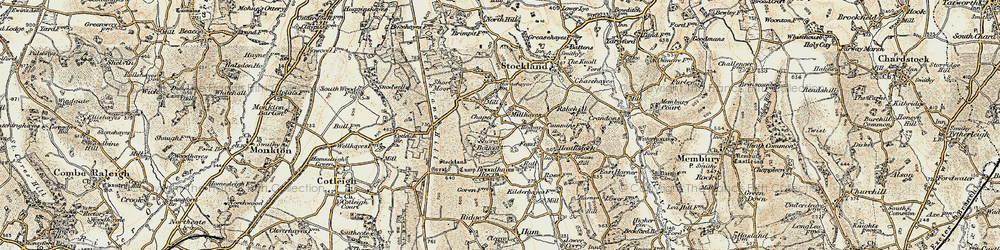 Old map of Millhayes in 1898-1900