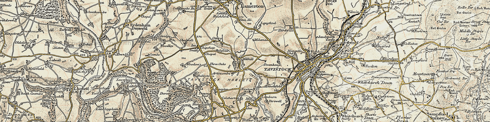 Old map of Millhill in 1899-1900