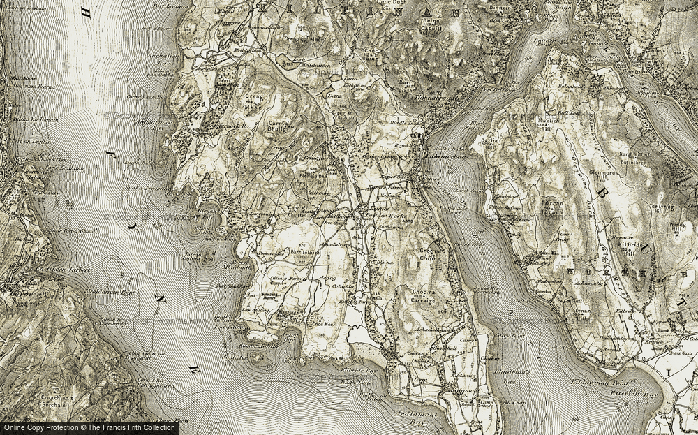 Old Map of Historic Map covering Binnein Ban in 1905-1907