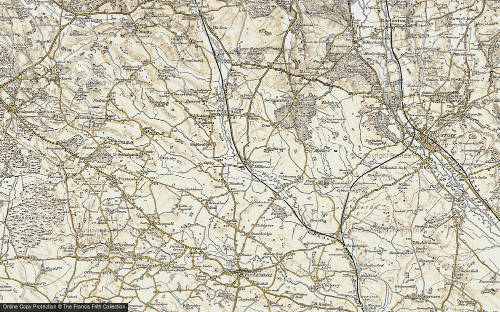 Old Map of Millmeece, 1902 in 1902