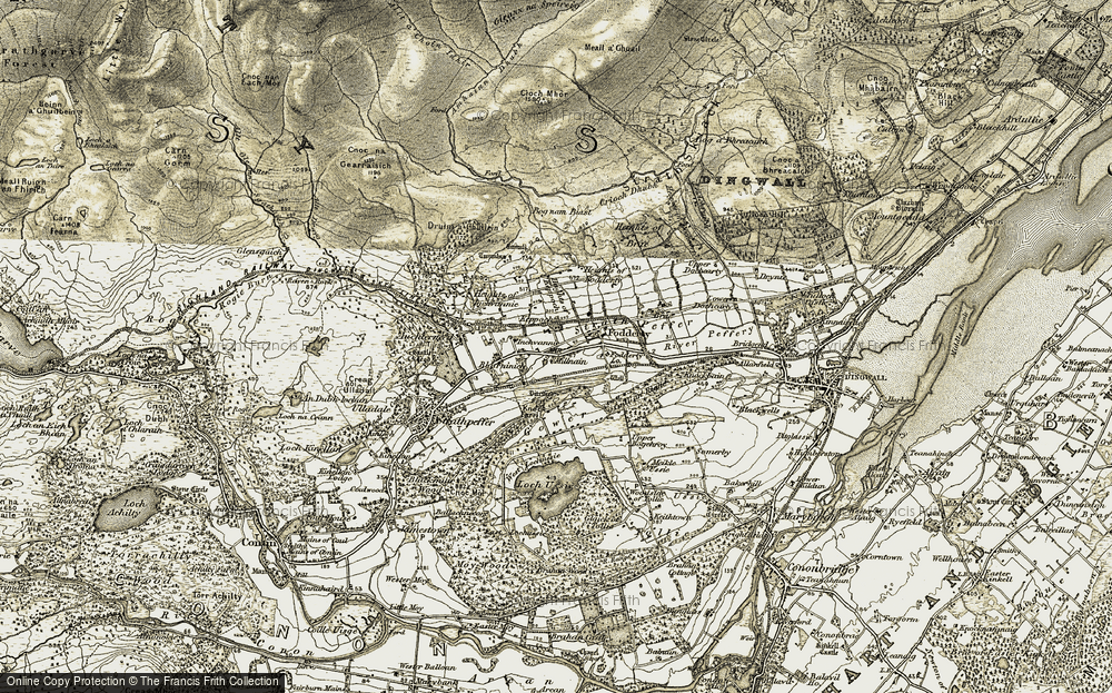 Old Map of Historic Map covering Bog nam Biast in 1911-1912
